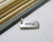custom hand stamped dog tag style tiny charm matte finish two sided