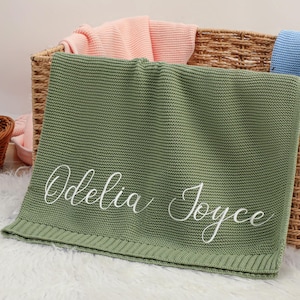 Personalized Baby Blanket with Name,Custom Embroidered Baby Blanket,Soft Cotton Knit Baby Blanket,Newborn Blanket,Baby Shower Gift