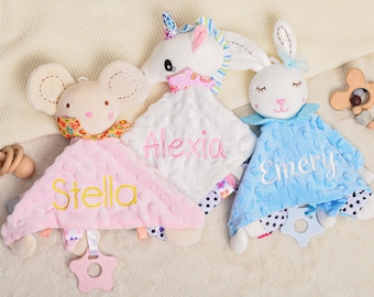 Personalized Baby Embroidered Comforter with Name,Embroidered Name Baby Blanket,Animal Bunny Comforter,Monogrammed Baby Shower Gifts