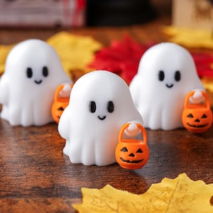 Pequeño fantasma de truco o trato, decoración de Halloween para escritorio, decoración espeluznante para el hogar, decoración fantasmal conmovedora, decoración de otoño, regalos de Halloween