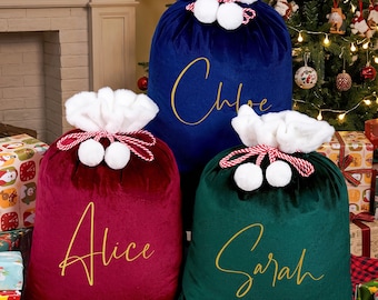 Sac de Noël personnalisé pour toute la famille, grand sac de Noël avec nom personnalisé, sac cadeau de Noël, cadeau de Noël pour enfants