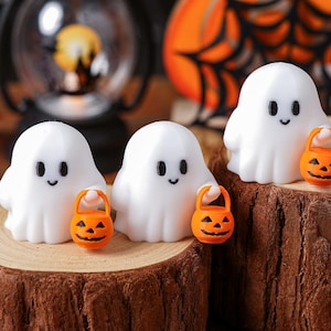 Lindo fantasma de truco o trato, decoración de escritorio de Halloween impresa en 3D, decoración de escritorio de Halloween, decoración de fantasma conmovedora, decoración de otoño
