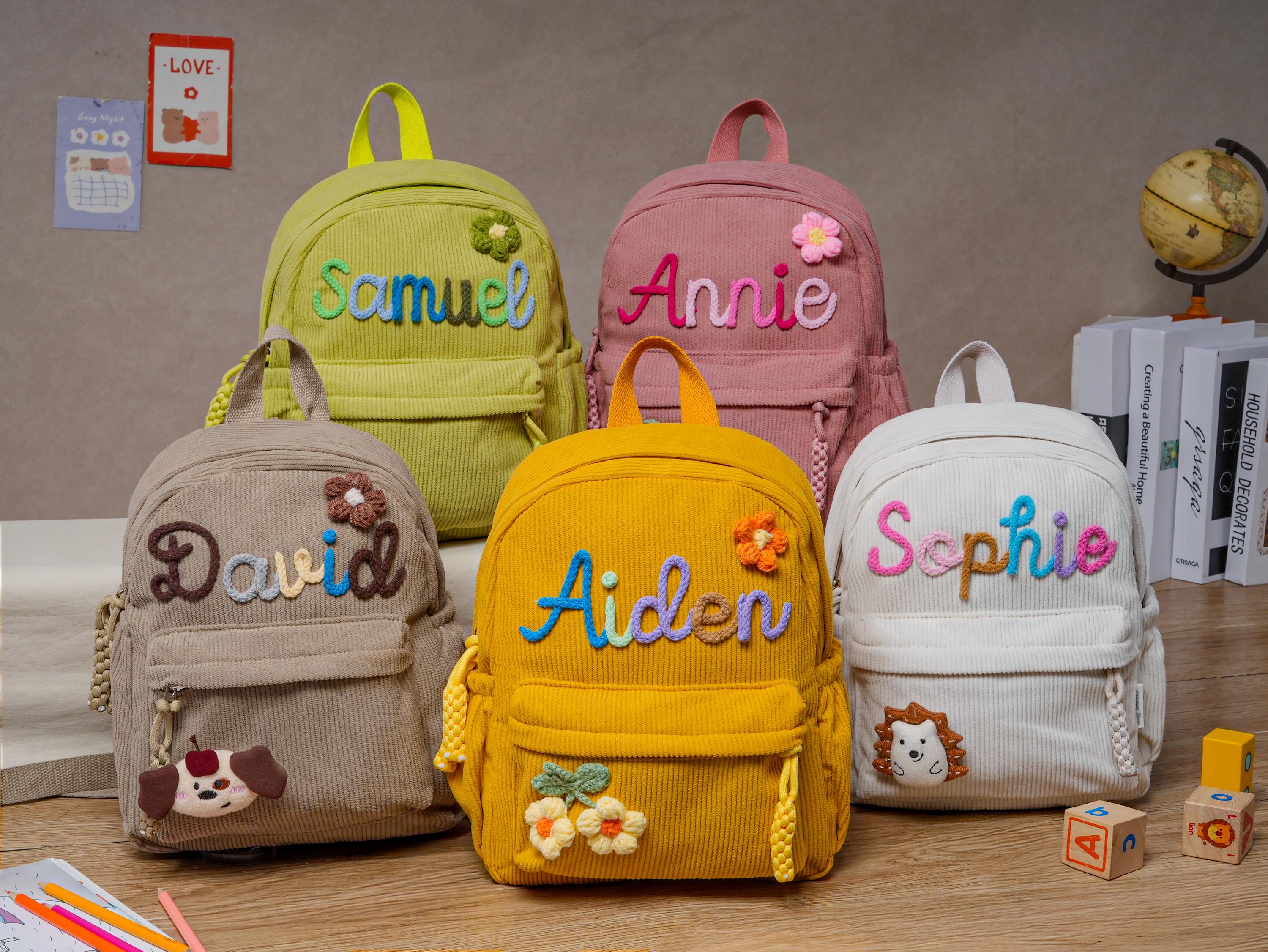 Personalized Corduroy Backpack, Custom Name Toddler Book Bag, Back to ...