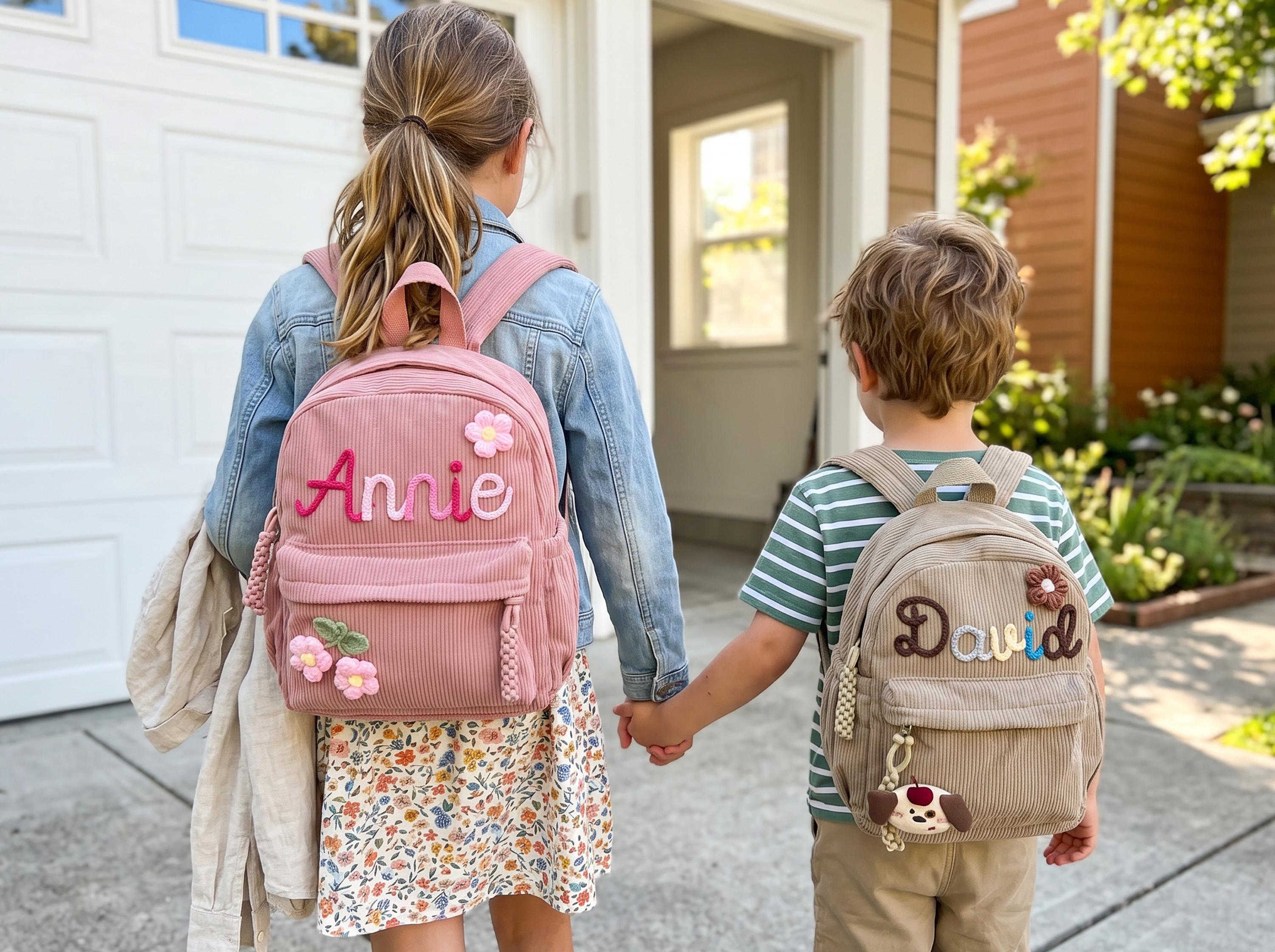 Personalized Corduroy Backpack, Custom Name Toddler Book Bag, Back to ...