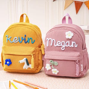 Mochila infantil personalizada con nombre, mochila personalizada, mochila de pana, regalo para la vuelta al cole, mochila escolar.