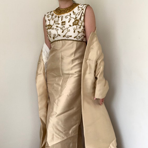 1960s Lillie Rubin Silk Long Empire Evening Gown … - image 2