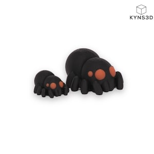 Mini Articulated Baby Spider Toy – Black & Orange, Flexible Fidget Spider, Cute Mini 3D Printed Animal, 2 Sizes, Sensory Bulk Tiny Gifts