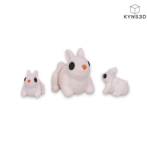 Mini Articulated Baby Bunny Toy – White, Flexible Fidget Rabbit, Cute Mini 3D Printed Animal, 2 Sizes, Sensory Bulk Gifts, Tiny Baby Animal
