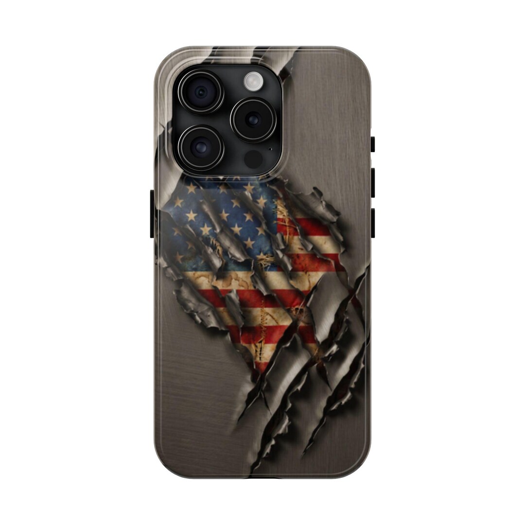 Metal Ripped Distressed American Flag Phone Case | Tough Phone Case - Etsy