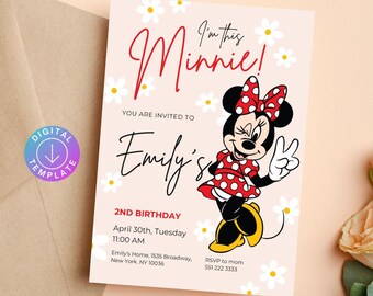 Editable Oh TWOdles Birthday Invitation Digital 2nd Birthday Cute Mouse Second Birthday Invite Oh Twodles Invitation Boho Minnie Invite
