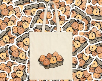 Nicolas Cage-Free Eggs Tote Bag | Funny Celebrity Food Pun Canvas Bag | Famous Movie Star Actor Dad Joke Wordplay Tote