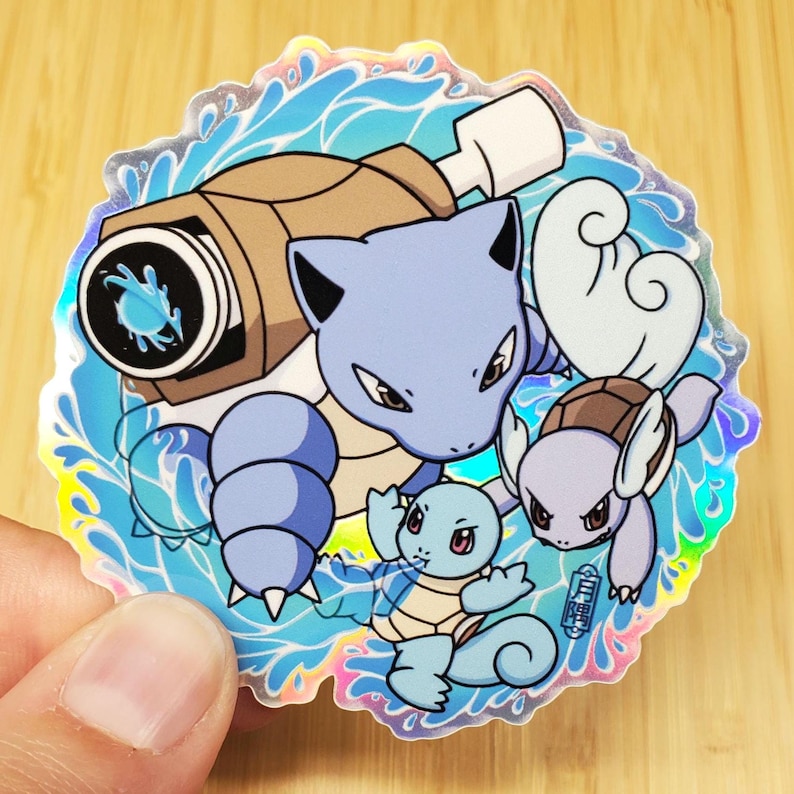 Squirtle Evolution Sticker, Wartortle, Blastoise, Waterproof Vinyl ...