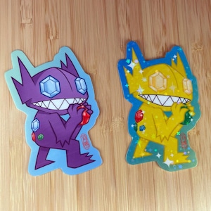 Sableye Sticker, Shiny Sableye Sticker, Waterproof vinyl decal perfect for laptop, water bottle, car, anime, Dark Type, Ghost Type, Goblin