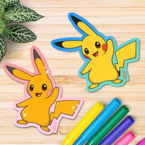Pikachu-sticker. Glanzende Pikachu, waterdichte vinylsticker, perfect voor laptop, waterfles, auto, anime, elektrisch type