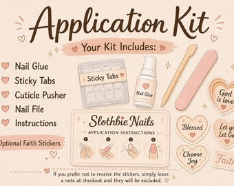 Press On Nail Prep Supplies | Glue, Sticky Tabs, File Application Tools