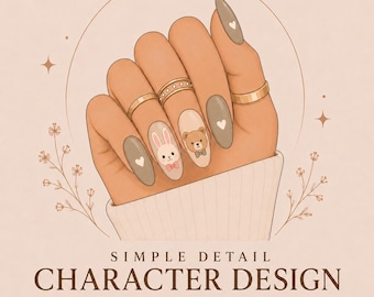 Custom Character Press-On Nails | Simple Detail | Anime, Cartoon, Gaming & Fandom Nail Art