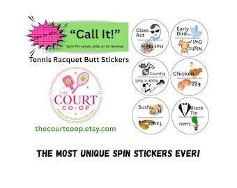Tennis Racquet Butt Spin Stickers 1.2" Diameter 6 Total Per Order