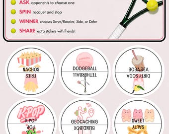 Tennis Racquet Butt - Spin Stickers KIDS NEW