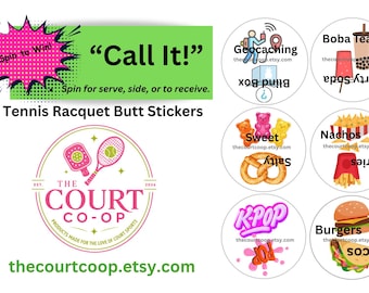 Tennis Racquet Butt Spin Stickers for Kids! Tennis Cap Decals