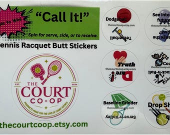 Tennis Racquet Butt Spin Stickers - So Random Series!  Tennis Cap Decals