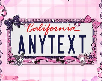Melody Kuro Bunny Pink Kawaii Y2K Style Licence Plate Frame