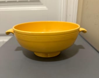 Authentic Vintage Original Fiesta Ware Casserole Dish-Very RARE 1930&#39;s Yellow Fiesta Footed Bowl- Homer Laughlin 8 inch Dish-No Lid