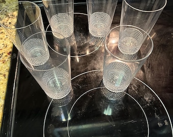 Duncan & Miller Crystal Teardrop Clear Flat Iced Tea Glasses 5 1/4 H x 3W