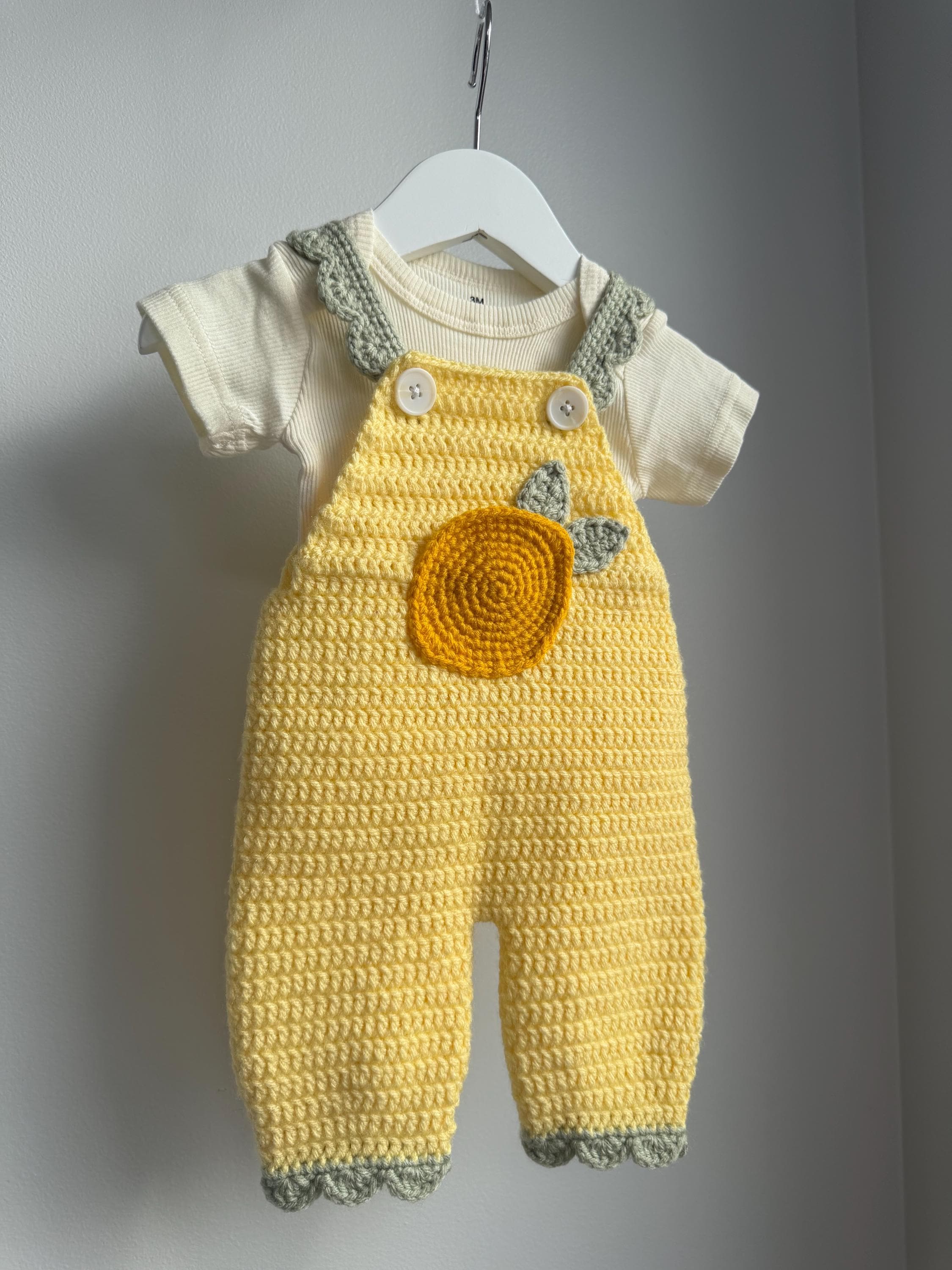 Crochet Pattern Lemon Baby Overalls - 0-3 Months - Etsy