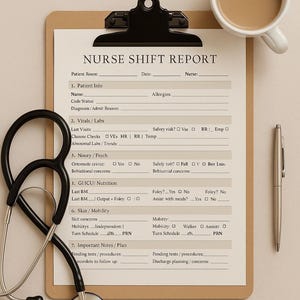 Nurse Shift Report Sheet | Printable Handoff Report | Nursing Report Sheet PDF | Digital Download | Change of Shift Form