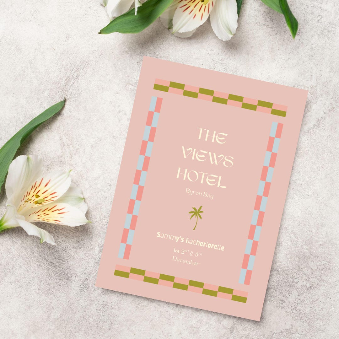 Resort Aesthetic Theme Party/bach Invitation - Editable Canva Template ...