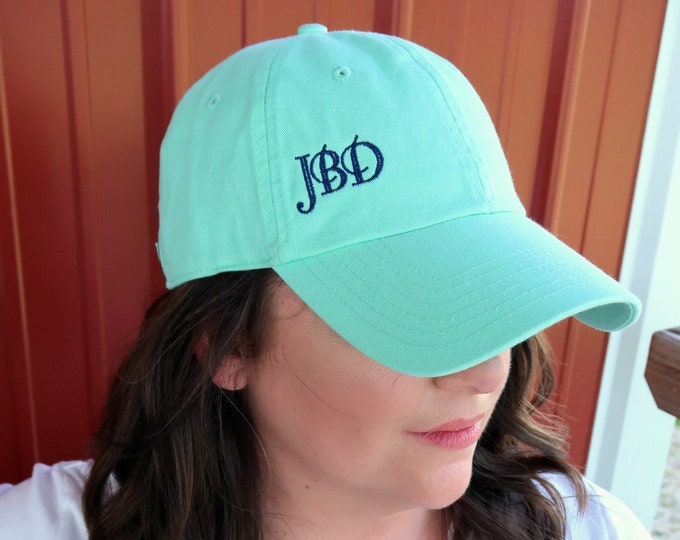 LADIES Side Minimalist Monogram Baseball Cap Hat LEATHER strap Mom Bridesmaid Bride Bachelorette Pigment Dyed Formal Wedding Bridal