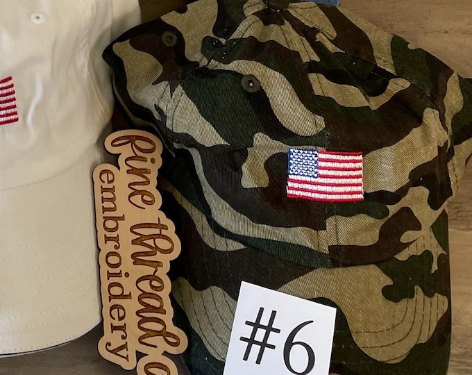 Sample Sale American Flag Hats Denim Pink White Camo Camouflage Memorial Day Fourth of July Patriotic USA Adult Size
