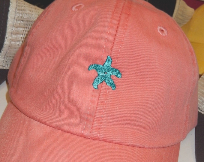 ADULT or KIDS Size Starfish Mini Design Baseball Cap Hat Leather Strap Nautical Beach Lake Cruise Coast Vacation Girls Trip Boat Sailing