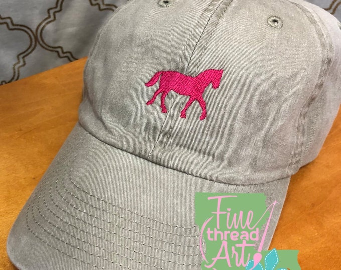LADIES Equestrian Horse with Side Monogram Baseball Cap Hat LEATHER strap Pigment Dyed English Riding Western Horseback Jumping