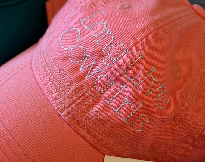 Pink Cowgirl Hat: Embroidered "Long Live Cowgirls" - Quick Ship
