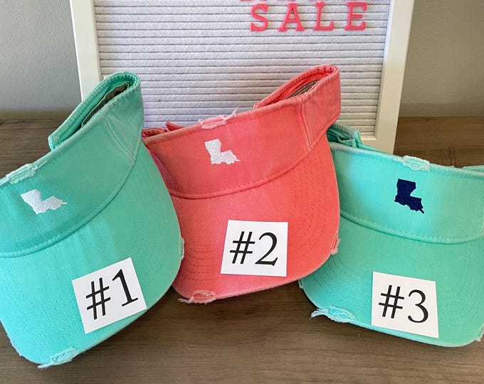 Sample Sale Louisiana Visors Coral Seafoam Mint Green Summer Quick Shipping Acadiana Adult Unisex Ladies Cajun Boating