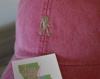 Unisex Adult Big Foot Sasquatch Baseball Cap Hat LEATHER strap Dad Mom Nature Outdoors Adventure Mountain Forest Homestead Hike Camping Camp