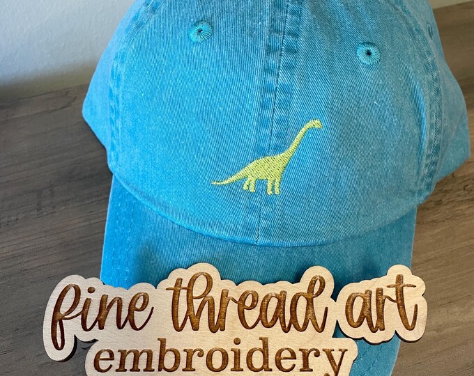 KIDS Brachiosaurus Dinosaur Baseball Cap Hat Leather Strap Dad Hat Youth Child Boy or Girl Children Dino T Rex Brontosaurus