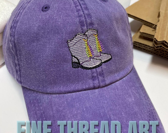 Adult or Kids Mardi Gras Majorette Boots Baseball Cap Hat LEATHER strap Louisiana Cajun Parade Float Krewe Beads Bayou Band New Orleans