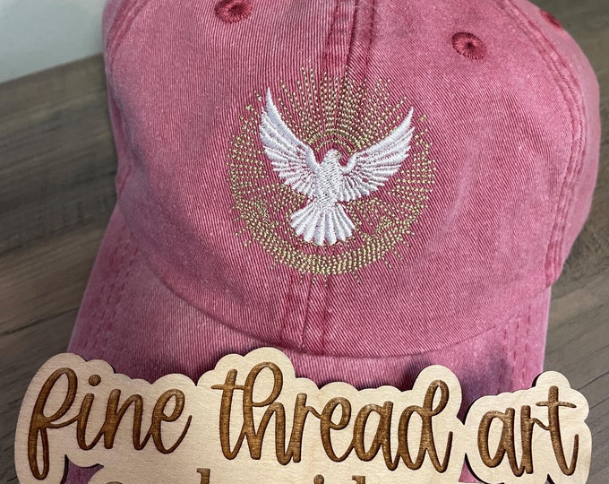 Holy Spirit Dove Fire Baseball Cap Hat LEATHER strap Confirmation Pentecost Catholic Christian Prayer Pray Hope Faith Trinity God Jesus