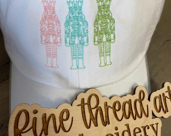 Ladies Nutcracker Trio Christmas  Baseball Cap Hat LEATHER strap Mom Mother Teacher Ugly Sweater Party Pink and Green Preppy Holiday Gift