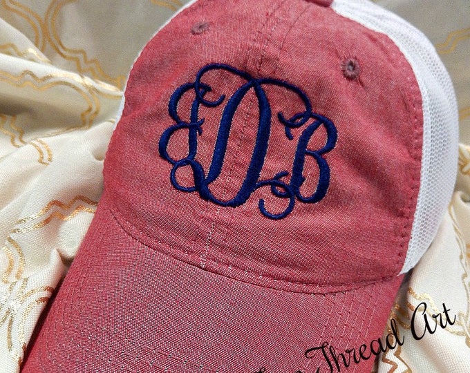 Ladies Chambray Trucker Monogram Hat
