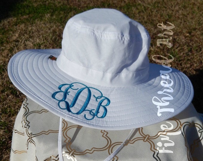 LADIES Monogram Sun Hat Beach Hat Floppy Derby Hat Bridesmaid Bride Bachelorette Summer UV Protection Shade Gardening Fishing Hat