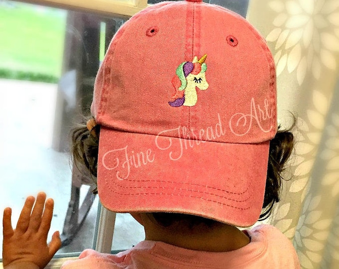 KIDS Unicorn Baseball Cap Hat Leather Strap Dad Hat Youth Child Girl Children