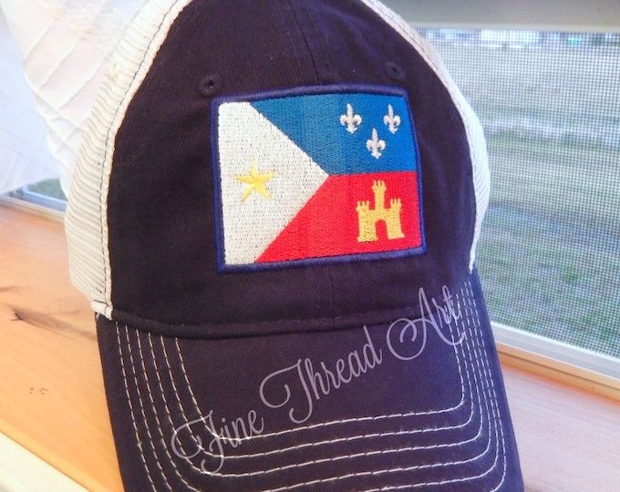 ADULT Acadian Flag Louisiana State Mesh Back Baseball Cap Hat Trucker Hat Unisex Louisiana Lafayette Cajun Acadiana State Love