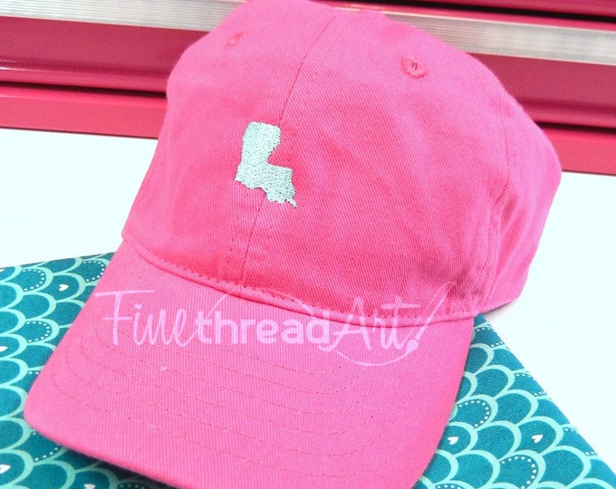 KIDS Mini State Baseball Cap Hat Fabric Strap Metal Buckle Youth Preppy Ball Cap Child Size Mint Hot Pink Navy Louisiana Texas Alabama
