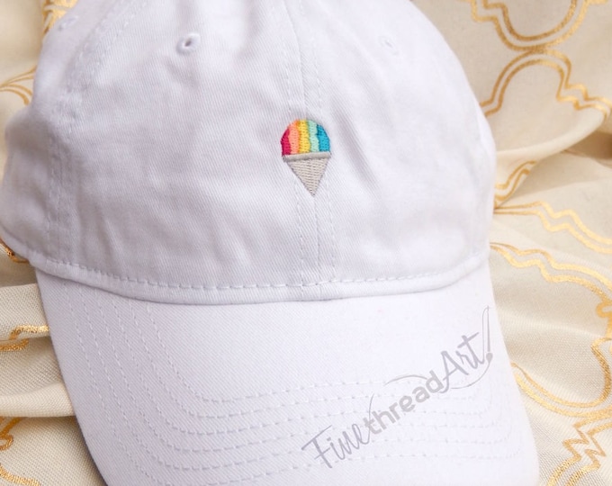 LADIES Snow Cone Baseball Cap Hat LEATHER strap Monogram Preppy Snowball Snow Cone Snocone Shaved Ice SummerBachelorette Pigment Dyed