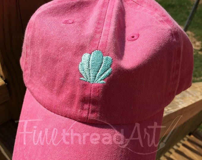 KIDS Size Seashell Mini Design Baseball Cap Hat Leather Strap Nautical Beach Sea Shell Mermaid Coast Vacation Girls Trip