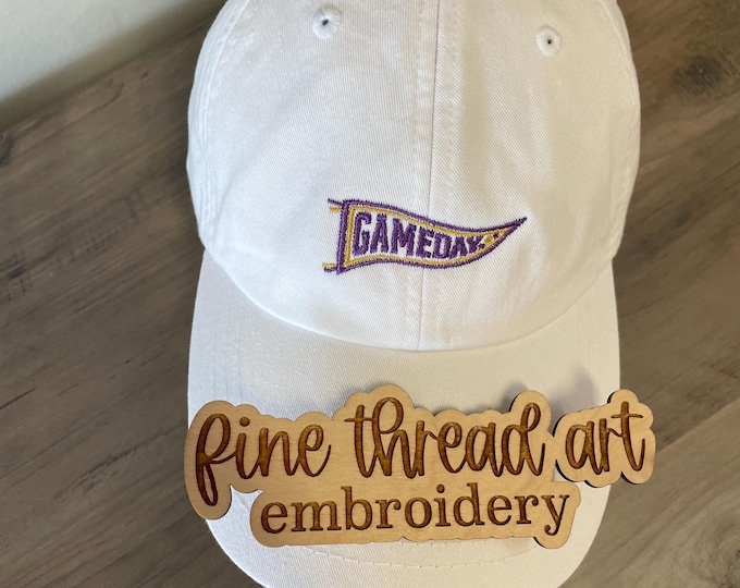 Custom Embroidered Hat Adult Unisex Small Game Day Pennant Hockey Baseball Cap Team Colors High School Sports College Football Mom