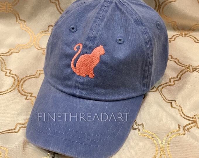 Kids or Adult Ladies Size Cat Mini Design Baseball Cap Hat Leather Strap Beach hat Vacation Tabby Calico Cat Lady Monogram Kitty Kitten Hat